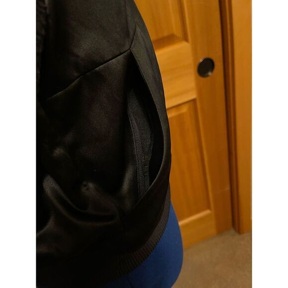 Adidas Bomber Jacket Mixed Material Womens Small Black - Picture 6 of 12
